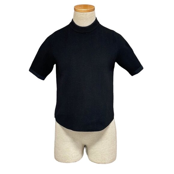 Zara Knit Short Sleeve Sweater Crew Neck Short Black Size Small S - Picture 1 of 16